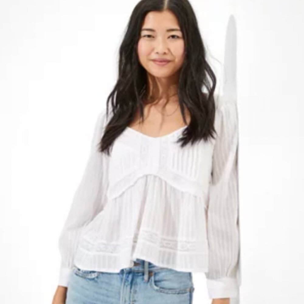 Long-Sleeve Babydoll Blouse